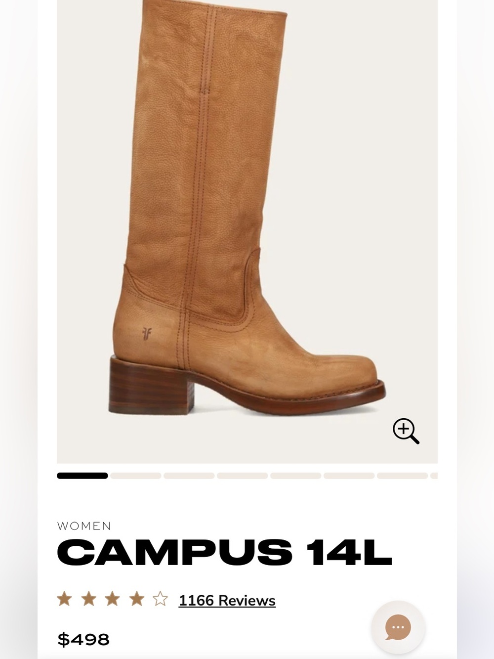 Frye Women's Tall Leather Campus 14L Boot in Saddle/Cognac Brown